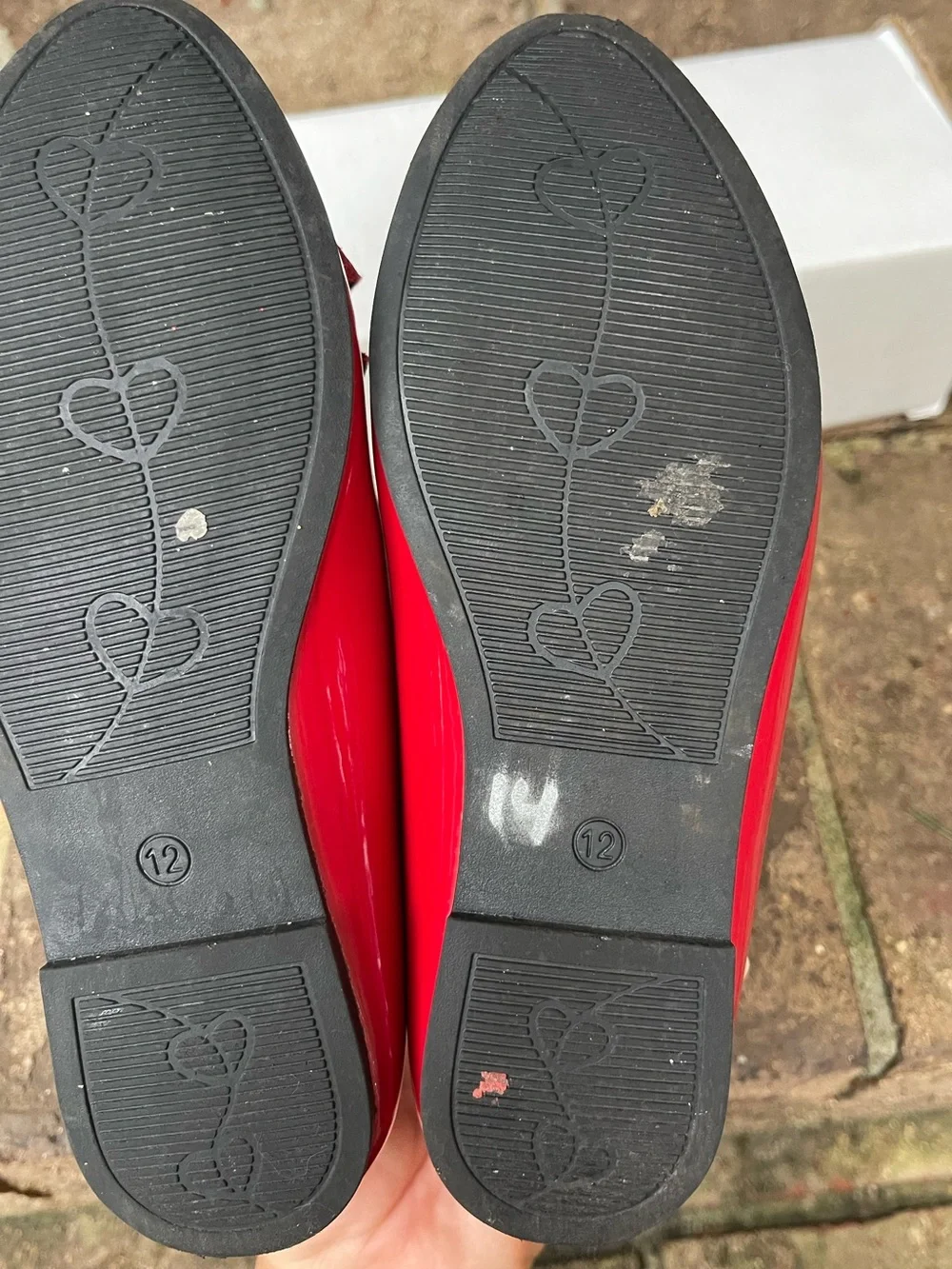 Rachel Shoes Red Patent Mary Jane Flats with Glitter Bow Girls Size 12
